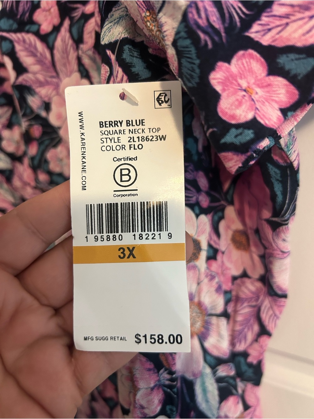 NWT Karen Kane 3x Pink Floral Puff-Sleeve Women's Top - Picture 4 of 5